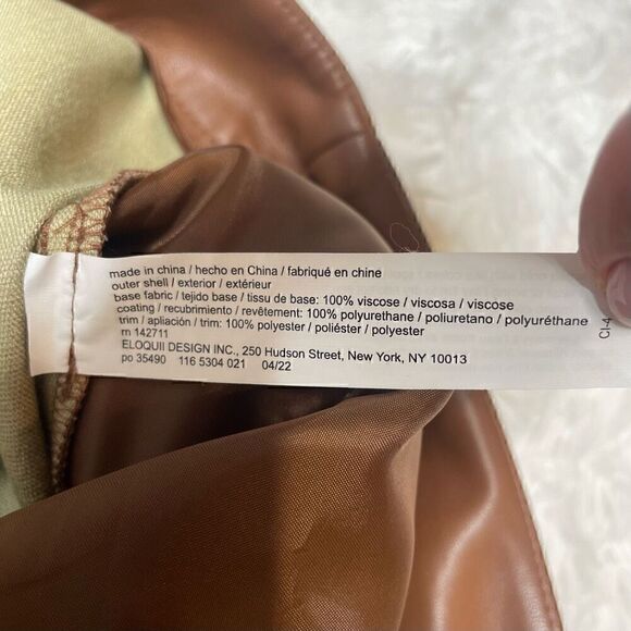 ELOQUII Brown Tan Faux Leather Flare Pants Size 16 Wide Leg Bootcut - Picture 6 of 11